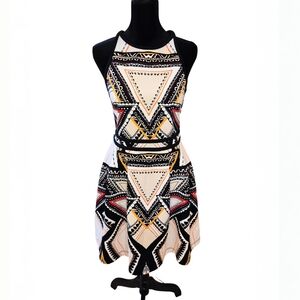 HUF Tribal Print Mini Dress - Black, White, Yellow, Red